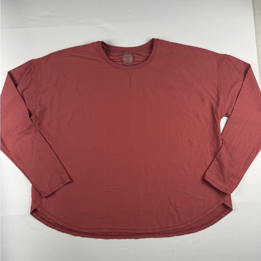 Calia women’s Long Sleeve Crewneck athletic Shirt - Rust Red XXL